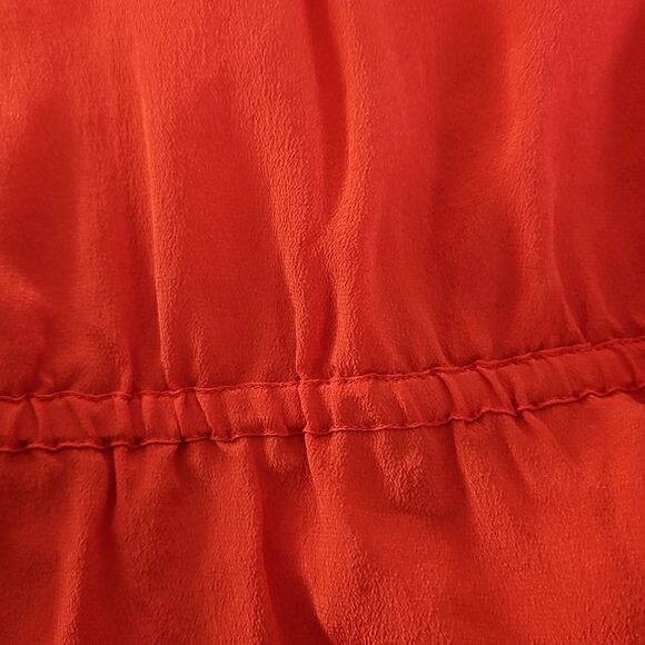 Joe Fresh Ladies Silk Blouse Elastic Waist With Peplum Hem Small Red - Picture 10 of 16